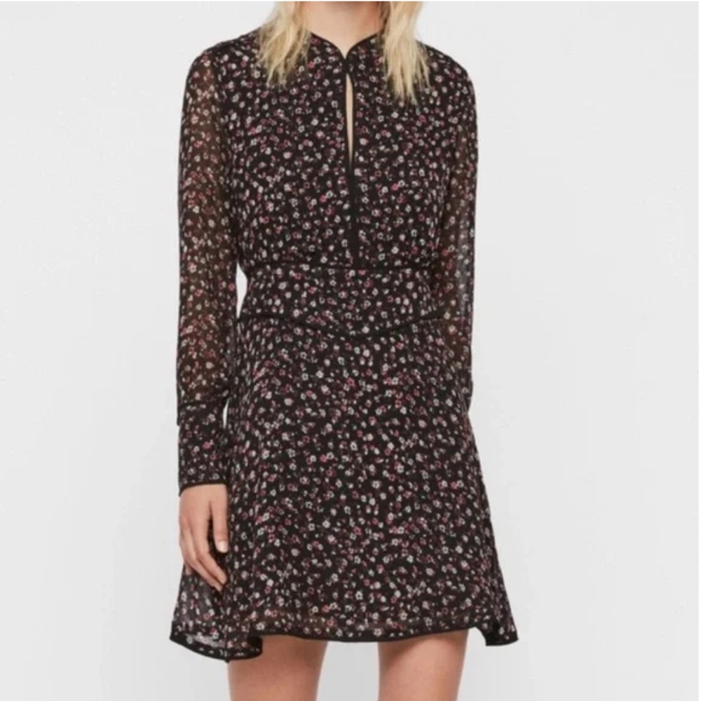 All Saints Kay Ditz Floral Print Mini Dress Womens Size 2
